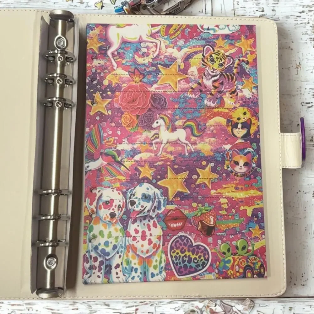 Lisa Frank A5 Binder with printed paper